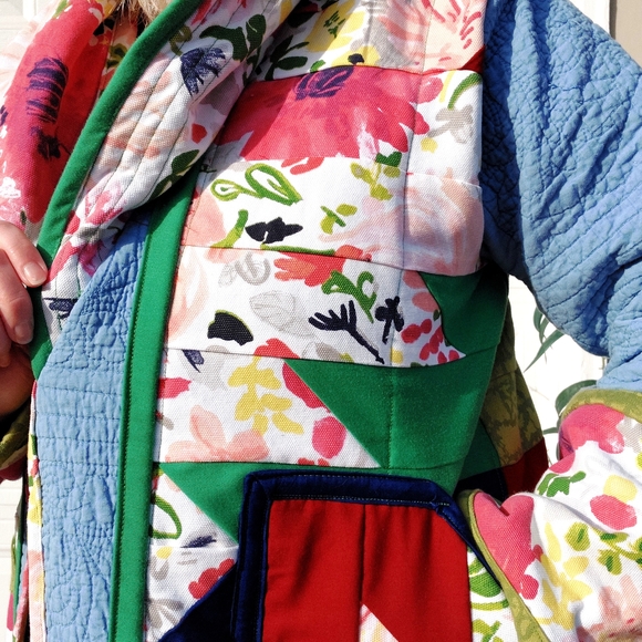 Handmade Quilted Floral Patchwork Multicolor Jacket - Picture 10 of 13